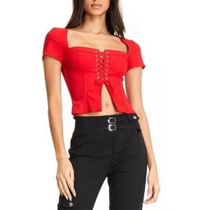 I.AM.GIA Evita Lace Up Top NWOT